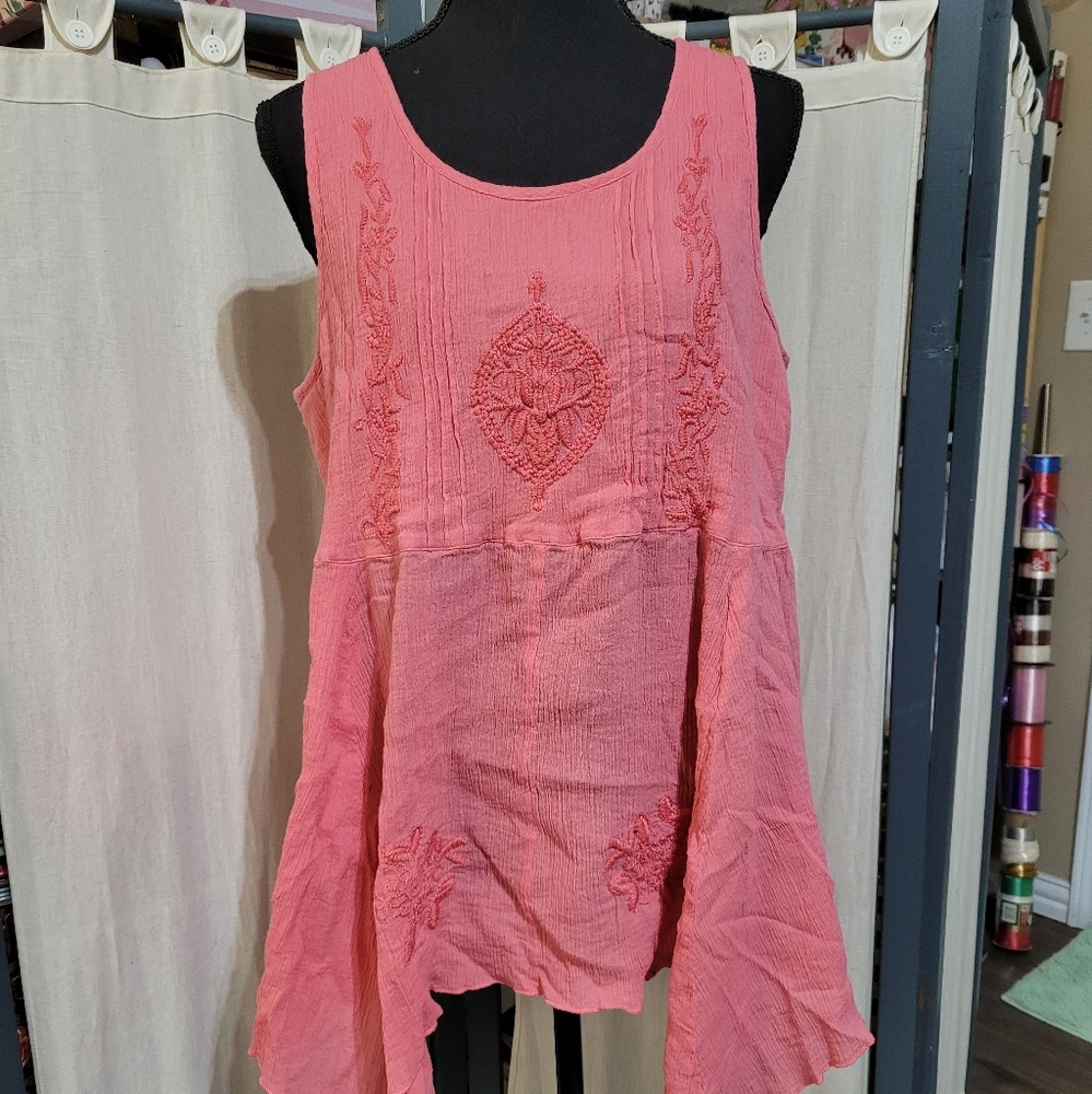 (4082) Flower, Women's Tank Top,Blouse,2X,Pink,